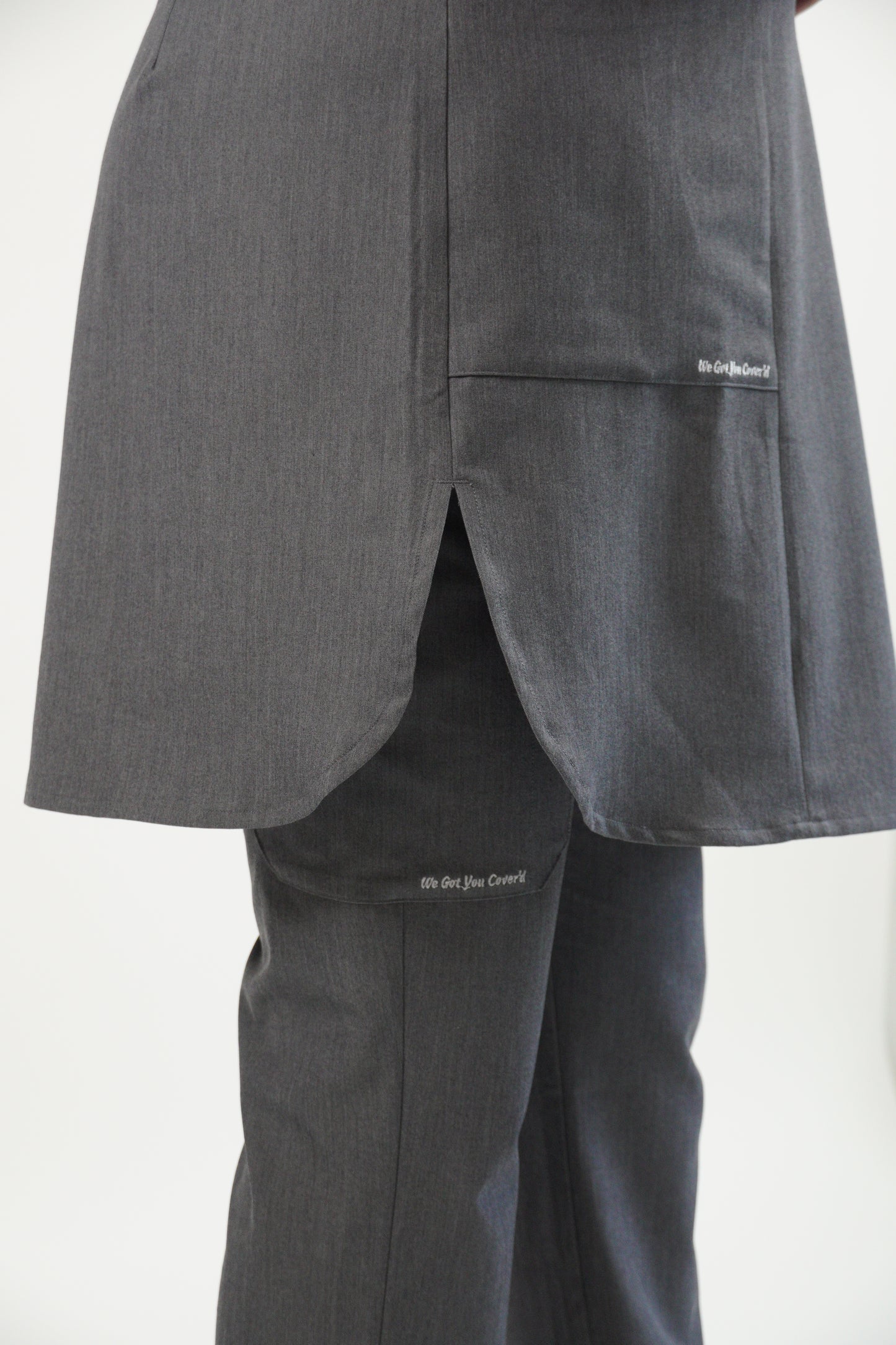 Graphite Gray Modest Scrub Top – Modern, Cool & Covered-"Nabeelah"