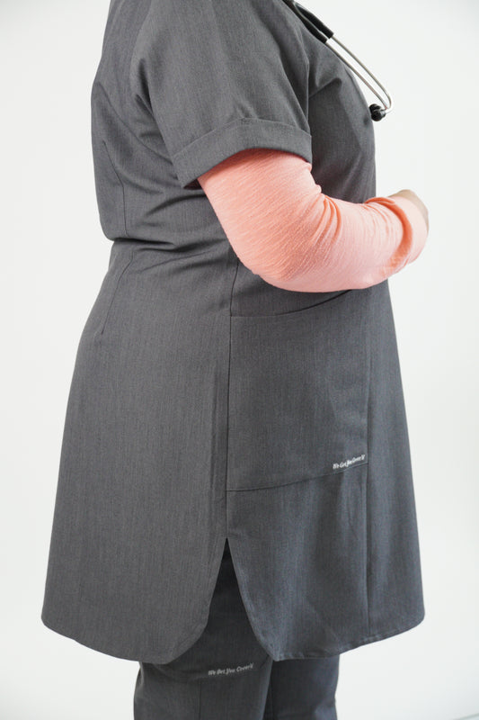 Graphite Gray Modest Scrub Top – Modern, Cool & Covered-"Nabeelah"