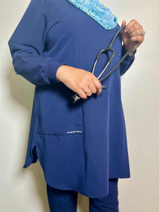 'Mariam' Women's Long Sleeve Scrub Top-Modest, Antimicrobial, 4-Way Stretch