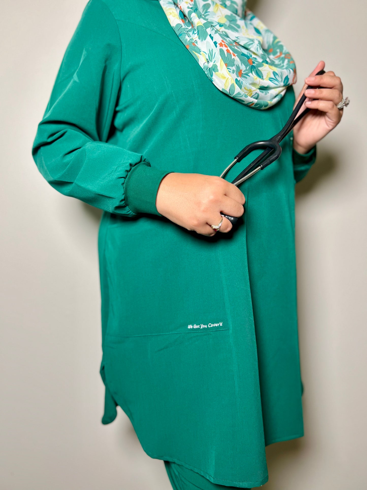 'Mariam' Women's Long Sleeve Scrub Top-Modest, Antimicrobial, 4-Way Stretch