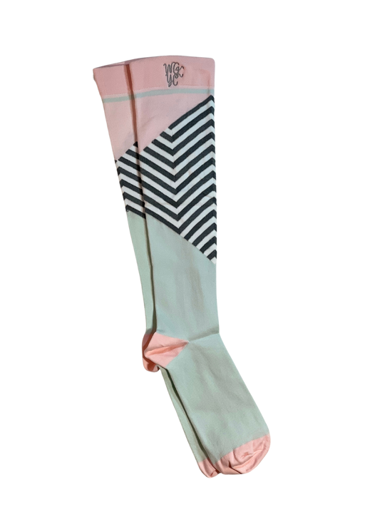 Soft Pink w/Grey Compression Socks